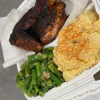Smoked ½ Chicken (Meal with 2 Sides) · Half a Smoked Bird with Two Sides 