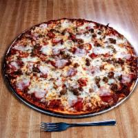 All Meat Pizza · Pepperoni, Italian sausage, hamburger and Canadian bacon.