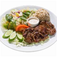 Healthy BBQ Chicken · Our famous barbecue chicken served with a scoop of brown rice and tossed green salad.