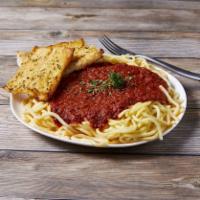 Spaghetti and Garlic Toast · Served with Bellacino's meat sauce.