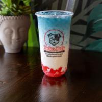 Blue Dream · A vanilla based creamy and smooth drink with a colorful butterfly tea on top and strawberry ...