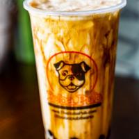 Brown Sugar Boba · A creamy black sugar ice cream like taste with specially handcrafted tiger boba on the bottom.