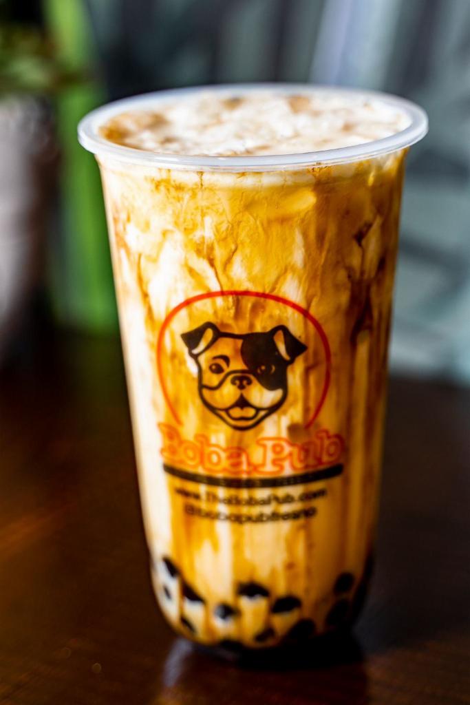 Brown Sugar Boba · A creamy black sugar ice cream like taste with specially handcrafted tiger boba on the bottom.
