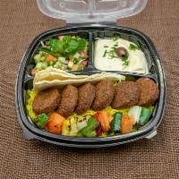 Falafel Plate · Mashed chickpeas mixed with fine parsley, garlic, olive-oil with zesty mediterranean spices ...
