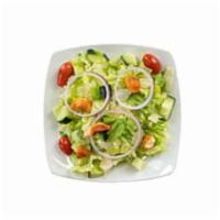 Side Salad · Romaine-iceberg mix, cherry tomatoes, red onions, cucumbers, croutons and our creamy house v...