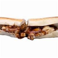 BBQ Chicken Sandwich · Sweet barbecue sauce, oven-roasted chicken breast, shaved red onion, mozzarella and smoked G...