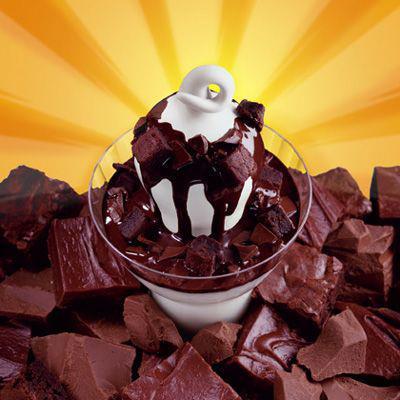 Chocolate Utopia · Soft serve with chocolate chunks and chewy chocolate brownie pieces, drizzled with cocoa fudge topping