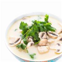  Tom Kha Chicken ( Pot ) · Mild and delicious soup made with chicken, coconut milk, galangal, kaffir lime leaves, lemon...