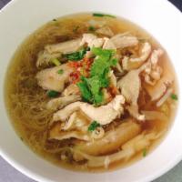  Chicken Noodle Soup · Noodles in chicken broth with sliced chicken, bean sprouts, top with green onions and cilant...