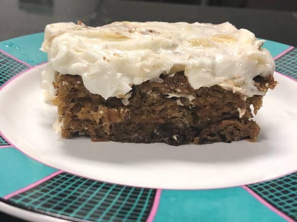 Carrot Cake · house made, loaded with nuts and raisins, topped with pineapple cream cheese frosting