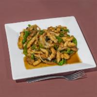 Thai Basil · Fresh basil, bell peppers, mushrooms, jalapenos, and onions. Choose from chicken, pork, tofu...