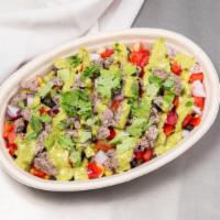 Patagonia · Quinoa or spring mix, steak, red pepper, red onion, black bean, corn, cilantro and chimichur...