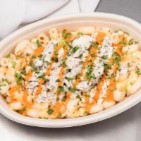 Moroccan Mac and Cheese · Quinoa noodle, chicken, cheddar-jack, feta, parsley and harissa sauce (spicy).