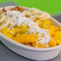 Mango Bowl · Organic quinoa, brown rice, mango, pineapple, banana, granola, coconut, almond milk and chia...