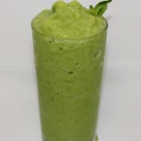 Tropical Kale Twist Smoothie · Almond milk, kale, baby spinach, pineapple ＆ mango.