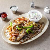 #10 GRILLED FISH & SHRIMP · Served with 2 fish filet and 5 jumbo shrimp grilled.