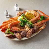 SNOW CRAB LEGS(1 CLUSTER) W/SIDES · Served with 1 snow crab cluster,CORN,POTATOE,BOILED EGG AND BROCCOLI