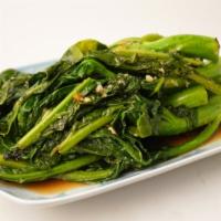 Sauteed Chinese broccoli  · Vegan, in garlic & Shaoxing wine 