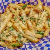 Real Stink Fries · Fries with garlic and Parmesan cheese.