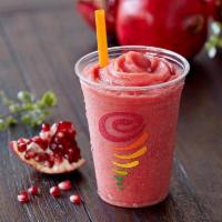 Pomegranate Paradise Smoothie · Apple Pear Pomegranate Juice Blend, Mangos, Strawberries, Peaches. 