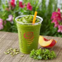 Apple 'n Greens Smoothie · Apple Pear Strawberry Juice Blend, Kale, Mangos,  Bananas, Peaches. 