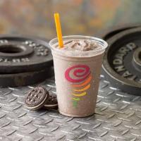 Cookies 'n Creme Protein Smoothie · Milk, creme filled chocolate cookies, banana, whey protein boost. Contains milk and soy.