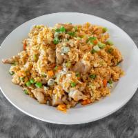 Chicken Fried Rice  · Marinated slice chicken, egg, pea, carrot, green onion.