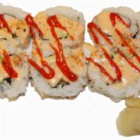 Spicy Crab Roll  · California roll topped with spicy mayo and chili powder. 