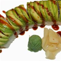Caterpillar Roll  · Inside fesh water eel, mixed crab and cucumber and outside slice avocado, sushi sauce and se...