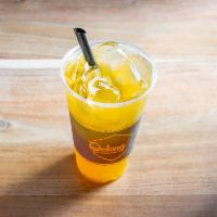 Passion Fruit Iced Tea · Passion Fruit Syrup and natural cane sugar shaken with your choice of Oolong or Jasmine Tea