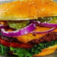 BIG BHOPPER Burger Meal (100% plant-based) · 6oz beyond meat patty with  cheddar cheese ,Mayo ,lettuce, tomato, pickle ,onion ,ketchup, a...