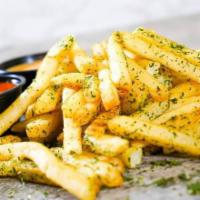 Fries ( 100% plant-based ) · Crispy fries seasoned with sea salt and parsley.