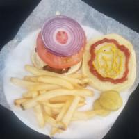 Chicken Sandwich Combo · Boneless Battered Chicken Breast with Lettuce, Red Onions, Tomatoes served on a Burger Bun w...