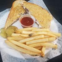 Patty Melt Combo ·  1/3-pound Hamburger Patty with Grilled Onions Melted Swiss Cheese served on Rye Bread with ...