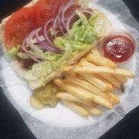 Hot Links Sandwich Combo ·  ¼ pound grilled Louisiana Link with Mustard, Lettuce, Red Onion and Tomatoes served on a Fr...