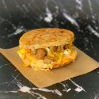 Breakfast Sandwich · Egg, cheese (or dairy-free). Add sausage, bacon, vegan bacon for an additional charge.