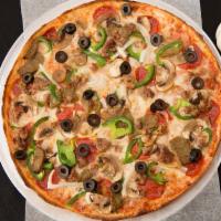 1. House Special Pizza · Sausage, meatball, pepperoni, peppers, onions and mushrooms.