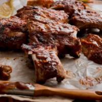 BBQ Ribs Plate · St. Louis Pork Ribs rubbed with our homemade seasonings then slow-smoked for 4 hours with a ...