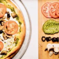 Oh My Pesto! · Be different! Pesto, tomatoes, olives, wild mushrooms, mozzarella pizza baked in a stone oven