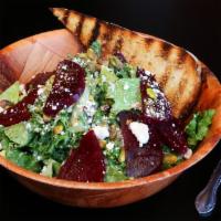 Pistachio Beet Salad · Baby kale and mixed greens, honey-braised beets, pistachio, gorgonzola, and pistachio vinaig...