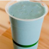 Blue Hawaii Smoothie · 24oz Cup. Crafted with Almond Milk, Banana, Pineapple, Mango, Coconut Butter, Date, and Blue...