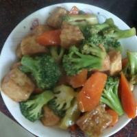 Large Mixed Vegetable with Bean Curd · Served with choice of side.