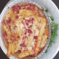 Cheesy Fries with Bacon · New! French fries and bacon with mozzarella cheese & baked in the oven.