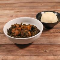 ERU · Delicacy from Cameroon. A vegetable soup made of finely shredded leaves of the eru, stewed w...