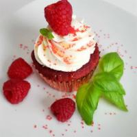 Red Velvet Cupcakes · Red Velvet cupcakes, cream cheese frosting, topped with red sprinkles, a raspberry and white...