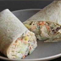 Tamalpais Tuna Wrap · We start with our tuna salad mix, which has tuna, avocado, shredded carrots, celery, red oni...