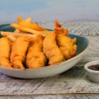Hand-Battered Chicken Tenders · Our hand-battered chicken tenders served with French fries and your choice of Buffalo, honey...