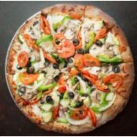 17. Vegetarian Pizza · Mouth garden. Mushrooms, green peppers, zucchini, tomatoes, onions, olives, fresh garlic and...