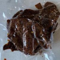 Roasted Vegan Jerky · Hot and spicy. 200 g. Ingredients: textured vegetable protein (non-GMO isolated soy protein,...