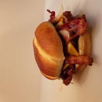 BBQ Chicken · Crispy chicken breast tossed in sweet bbq sauce with american cheese, bacon and grilled onio...